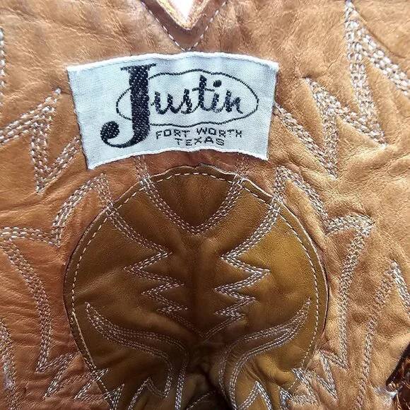 Vintage Preban Exotic Justin Womens 8AA Honey Brown Cowboy Western Boots Cowgirl - Picture 6 of 16